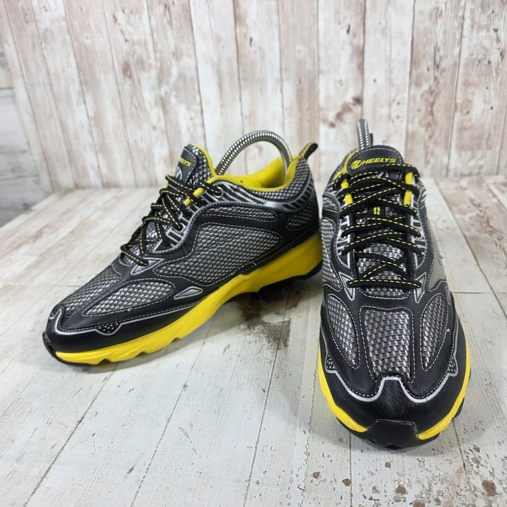 Heelys Roller Shoes Kids Youth Size 6 Black Yellow Silver Skate Sneakers 7973